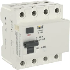 ARMAT ВДТ R10N 4P 40А 30мА тип AC IEK AR-R10N-4-040C030