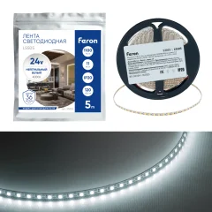 Лента светодиодная 120SMD(2835)/м 11Вт/м 24V 5000*5*1.5мм 4000K, LS505 FERON Feron 53055