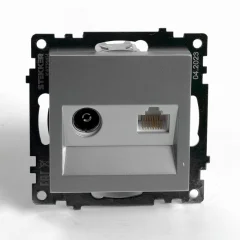 Розетка TV + компьютерная RJ-45 (механизм), серия Катрин, серебро, GLS00-7106-03 STEKKER 49183