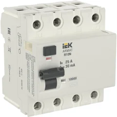 ARMAT ВДТ R10N 4P 25А 30мА тип AC IEK AR-R10N-4-025C030