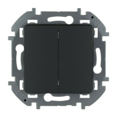 Переключатель двухклавишный - Etika - 10A 250В безвинтовые зажимы - антрацит Legrand 672612