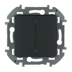 Переключатель двухклавишный - Etika - 10A 250В безвинтовые зажимы - антрацит Legrand 672612