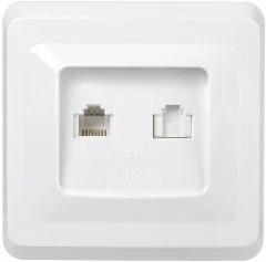 VEGA Розетка 2-местная RJ11/RJ45 РК/Т12-ВБ белый GENERICA IEK EIV20-K01-DM