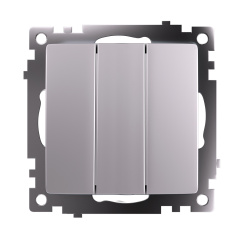 Выключатель 3-клавишный (механизм), 250В, 10А, серия Катрин, серебро GLS10-7108-03 STEKKER 49173