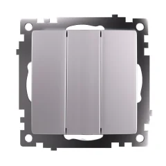 Выключатель 3-клавишный (механизм), 250В, 10А, серия Катрин, серебро GLS10-7108-03 STEKKER 49173