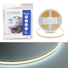 Лента светодиодная 720SMD(2110) 10Вт/м 24V 5000*8*1.8мм IP20 6500К, LS536 СВОБОДНЫЙ РЕЗ Feron 53095