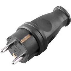 Вилка прямая с/з, каучук 250В, 16A, IP44, RPG16-21-441 (В 16-001), черный STEKKER 32748