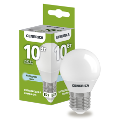 Лампа LED G45 шар 10Вт 230В 6500К E27 GENERICA LL-G45-10-230-65-E27-G