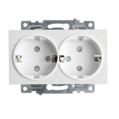 Розетка 2-местная с защитной шторкой (механизм) с/з , 250В, 16А, серия Катрин, GLS16-7114-01, белый 