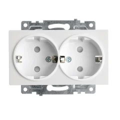 Розетка 2-местная с защитной шторкой (механизм) с/з , 250В, 16А, серия Катрин, GLS16-7114-01, белый 