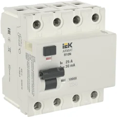 ARMAT ВДТ R10N 4P 25А 30мА тип A IEK AR-R10N-4-025A030
