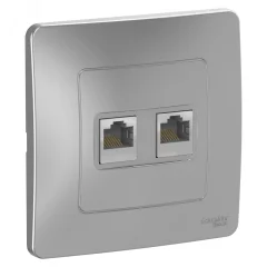 BLANCA скрытой установки розетка двойная компьютерная RJ45, алюминий Systeme Electric BLNIS045453