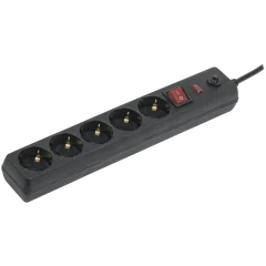 Сетевой фильтр СФ-05К 16А 5 мест 2P+PE/5м 3х1мм2 черный IEK WFP10-16-05-05-ZK-K02