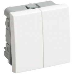 ВК1-22-00-П Выключатель двухклавишный (на 2 модуля) ПРАЙМЕР белый IEK CKK-40D-VD2-K01