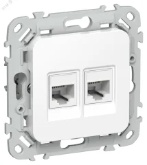 FLITE Розетка 2-местная RJ45/RJ11 категория 6/3 UTP РКТ6/3-2-0-ФлБ белый IEK FI-KT22-2-K01
