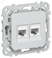 FLITE Розетка 2-местная компьютерная RJ45 категория 6 UTP РК6-2-0-ФлЖ жемчуг IEK FI-K22-2-K36
