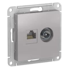 ALASDESIGN РОЗЕТКА двойная ТВ + компьютерная RJ45, кат. 5Е, АЛЮМИНИЙ Systeme Electric ATN000389