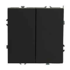 Выключатель 2-клавишный (механизм), , 250В, 10А, серия эмили, RSW10-5104-05, черный уголь, so STEKKE