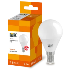 Лампа LED G45 шар 5Вт 230В 3000К E14 IEK LLE-G45-5-230-30-E14