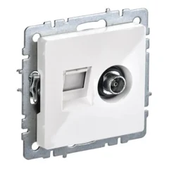 BRITE Роз. двойная TV+RJ45 кат.5E РТВ/РК12-БрБ бел. IEK BR-AK20-1-K01