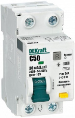 (АВДТ) 1Р+N 50А 30мА тип AC х-ка C ДИФ-103 4.5кА DEKraft 16057DEK