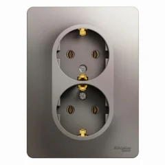 GLOSSA РОЗЕТКА двойная с заземлением,16А, 250В, в сборе,ПЛАТИНА Systeme Electric GSL001224