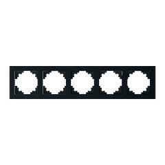 Рамка 5-местная, стекло, серия Катрин, GFR00-7005-05, черный STEKKER 39641