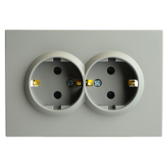 Розетка СП 2-м с з/к с шторк. (платиново-серый) soft touch Эмили RST16-5114-10 STEKKER 49960