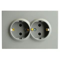 Розетка СП 2-м с з/к с шторк. (платиново-серый) soft touch Эмили RST16-5114-10 STEKKER 49960