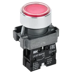 Кнопка LA167-BAF42 d=22мм 1р красная IEK BBT20-BAF42-2-22-67-K04
