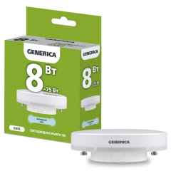 Лампа LED T80 таблетка 8Вт 230В 6500К GX53 GENERICA LL-T80-08-230-65-GX53-G