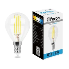 Лампа светодиодная, (9W) 230V E14 6400K прозрачная, LB-509 Feron 38223