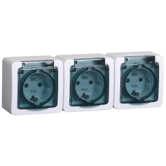Розетка 3-местная для открытой установки РСб23-3-ГПБд с заземляющим контактом IP54 ГЕРМЕС PLUS (цвет