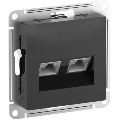 Розетка компьютерная 2xRJ45 Cat.6, скрытый монтаж, карбон Systeme Electric ATN001088