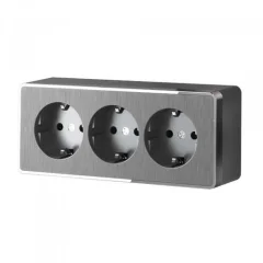 Розетка тройная с заземлением и шторками Gallant (графит рифленый) W5073104 Werkel a052595