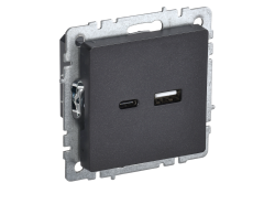 BRITE Роз. USB A+C 18Вт РЮ11-1-БрЧ черн. IEK BR-U22-018-K02