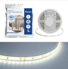 Светодиодная LED лента LS511, 120SMD(2835)/м 11Вт/м 24V 5000*8*1.22мм 6000К IP65 Feron 51636