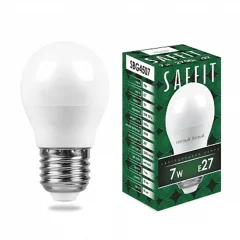 Лампа светодиодная, 7W 230V E27 2700K G45, SBG4507 Saffit SAFFIT 55036