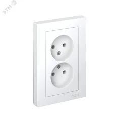 Розетка ATLASDESIGN двойная без заземления 16А в сборе белый Systeme Electric ATN000120