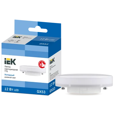 Лампа LED T75 таблетка 12Вт 230В 6500К GX53 IEK LLE-T80-12-230-65-GX53 фото 1