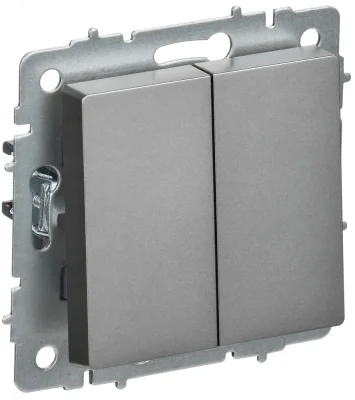 BRITE Выключатель 2-клавишный перекрестный 10А ВС10-2-3-БрС сталь IEK BR-V23-0-10-K46 фото 1