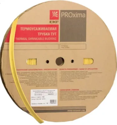 Термоусаживаемая трубка ТУТ нг 16/8 желтая рулон PROxima EKF tut-16-y фото 1