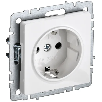 BRITE Роз. с з/к без з/ш 16А РС11-1-0-БрБ бел. IEK BR-R11-16-K01 фото 1