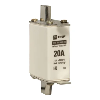 Плавкая вставка ППН-33 100/ 20А габарит 00С EKF fus-33/100/20 фото 1