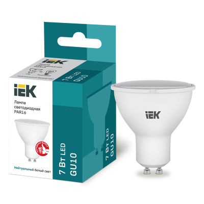Лампа LED PAR16 софит 7Вт 230В 4000К GU10 IEK LLE-PAR16-7-230-40-GU10 фото 1