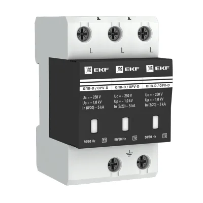 Ограничитель импульсных напряжений ОПВ-D/3P In 5кА 275В с сигн. PROxima EKF opv-d3 фото 1