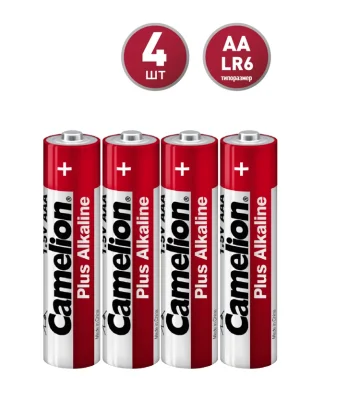 Пальчиковая батарейка АА 1.5В Plus Alkaline LR6 SP-4 (4шт) Camelion 12554 фото 1