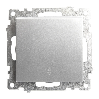 Переключатель 1-клавишный (механизм), 250В, 10А, серия Катрин, серебро, GLS10-7105-03 STEKKER 39576 фото 1