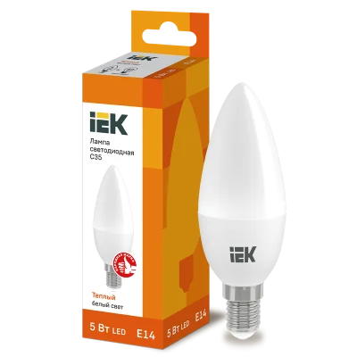 Лампа LED C35 свеча 5Вт 230В 3000К E14 IEK LLE-C35-5-230-30-E14 фото 1