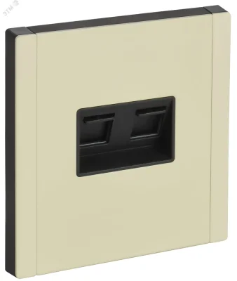 FORTE&PIANO Розетка двойная RJ11+RJ45 кат.5E FP835M металл слоновая кость IEK FP-KT20-O-1-M-K41 фото 1